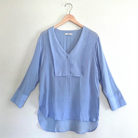 Mango Tops - MANGO Oversized Blouse Light Blue Tunic Blouse Sz 4 (fits S to M)